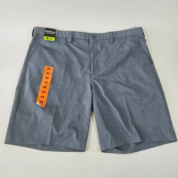 Haggar Premium Cool 18 Men's Shorts Sz 42 Blue Straight Fit Superflex Waistband - Picture 1 of 10